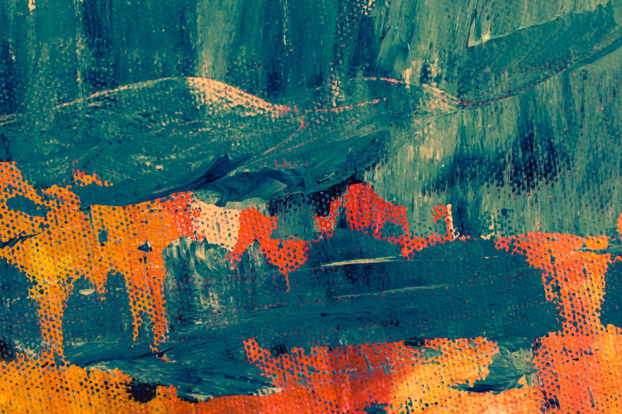 Teal and Orange Abstract Painting